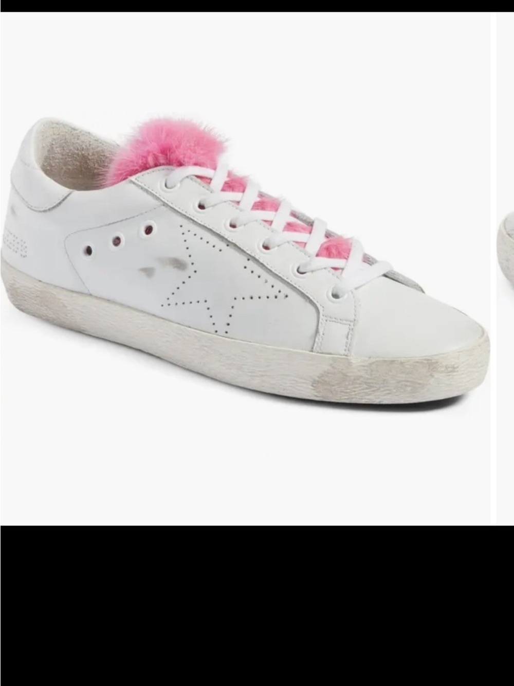 New Size 40 Golden Goose Superstar Sneakers White Leather Pink Mink Fur
